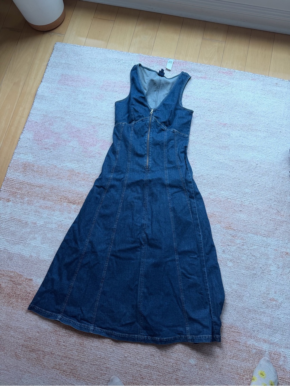 GAP Dark Blue Denim Midi Dress with Front Zip